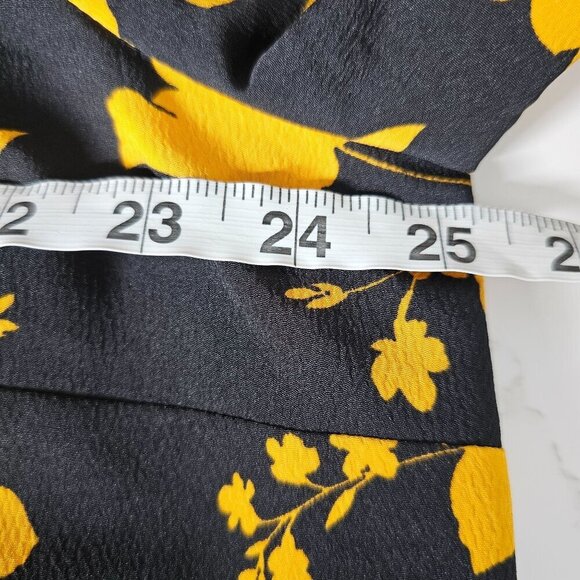 Eloquii Balloon Sleeve Floral Print Midi Dress Black Yellow Womens Plus 20 - Picture 7 of 9